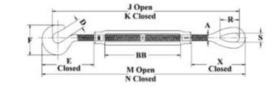 stainless steel Hook and eye turnbuckle móc thép không gỉ và chìa khóa mắt