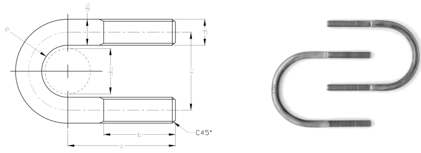 DIN3570 titanium u bolt Chốt chữ u titan DIN3570