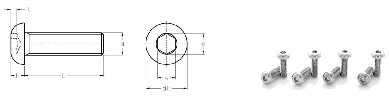 ISO 7380 Ốc vít đầu nút ổ cắm hình lục giác bằng titan