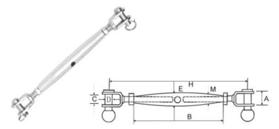 Jaw Jaw Turnbuckle thép không gỉ