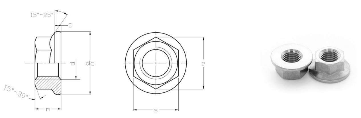 DIN6923 Đai ốc mặt b&iacute;ch lục gi&aacute;c bằng titan