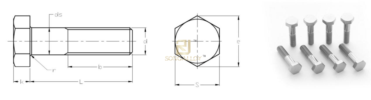 K&iacute;ch thước bu l&ocirc;ng lục gi&aacute;c titan asme b18.2.1