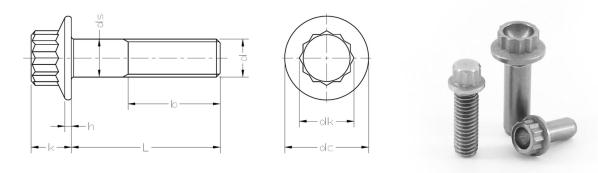 ANSI ASME B18.2.5 Vít mặt bích 12 điểm số liệu